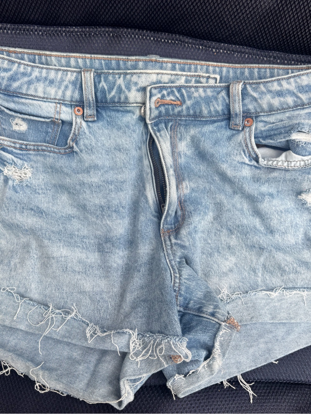 American Eagle Outfitters Light Blue Distressed Denim Shorts